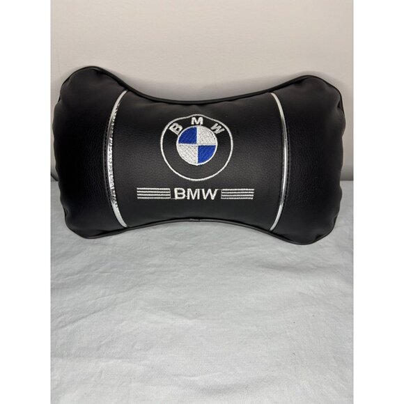 BMW Headrest Pillow Black Embroidered Zipper Elastic - Picture 1 of 3